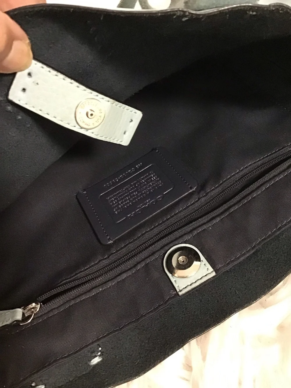 Coach Derby light blue leather tote bag please read